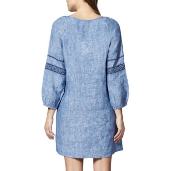 NWT Sanctuary Mirabella Boho Lace Up Linen Peasant Chambray Dress Raven Wash - Picture 2 of 2